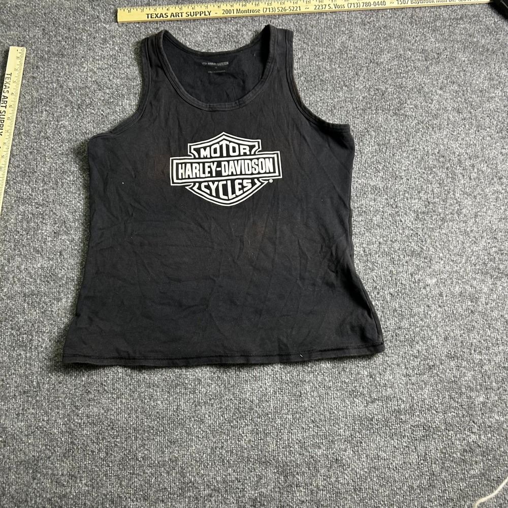 Harley-Davidson Tank Top Womens XL Black Biker Graphic Sleeveless Logo Shirt